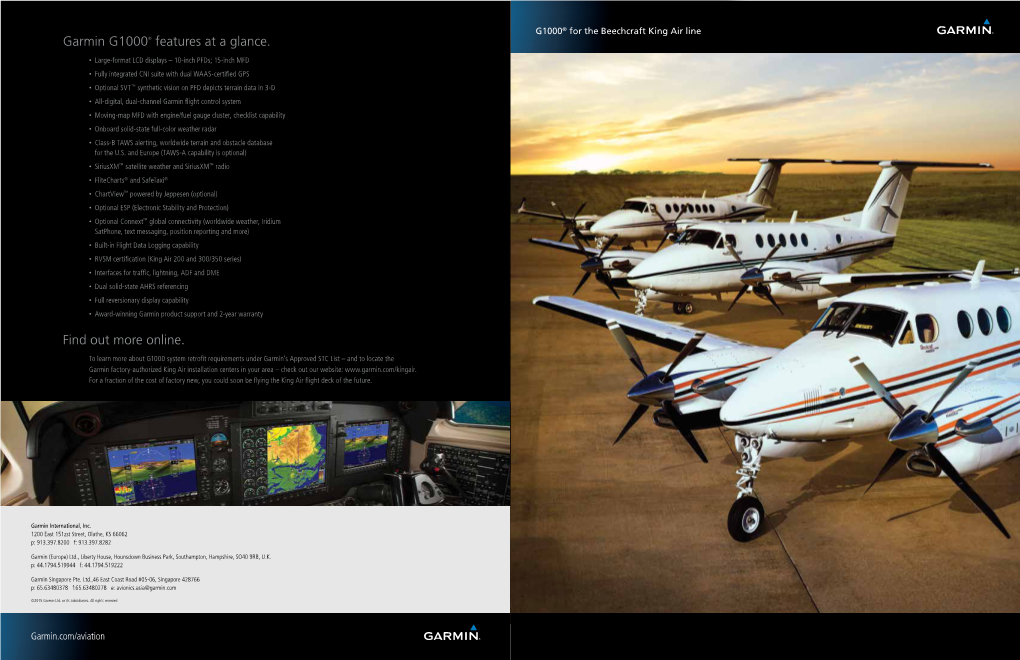 Garmin G1000® Features at a Glance. Find out More Online