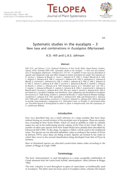 TELOPEA Publication Date: 1 March 1991 T".Ro),Al BOTANIC GARDENS Dx.Doi.Org/10.7751/Telopea19914928 Journal of Plant Systematics 6 DOPII(Lipi Tm St