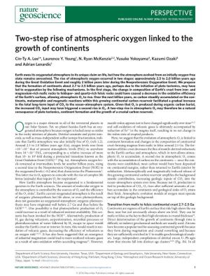 Two-Step Rise of Atmospheric Oxygen Linked to the Growth of Continents Cin-Ty A