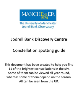 Jodrell Bank Discovery Centre Constellation Spotting Guide