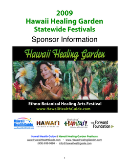 2009 Hawaii Healing Garden Statewide Festivals Sponsor Information