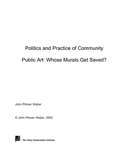 Politics and Practice of Community Public Art: Whose Murals Get Saved? 2