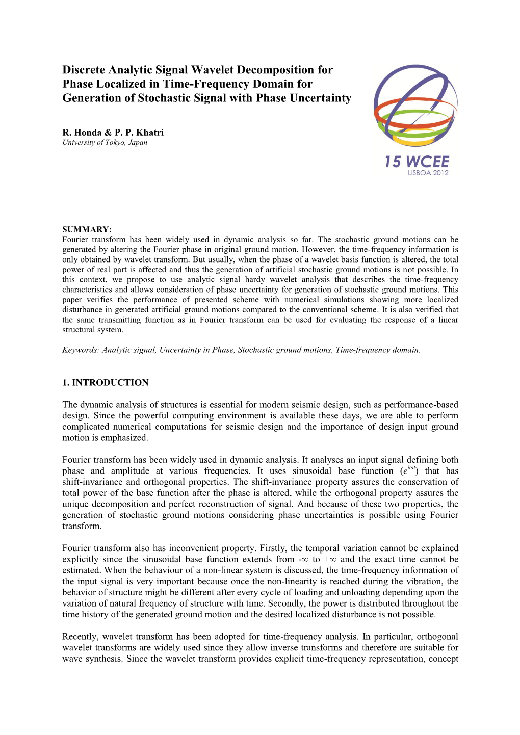 Discrete Analytic Signal Wavelet Decomposition for Phase Localized in Time-Frequency Domain for Generation of Stochastic Signal with Phase Uncertainty