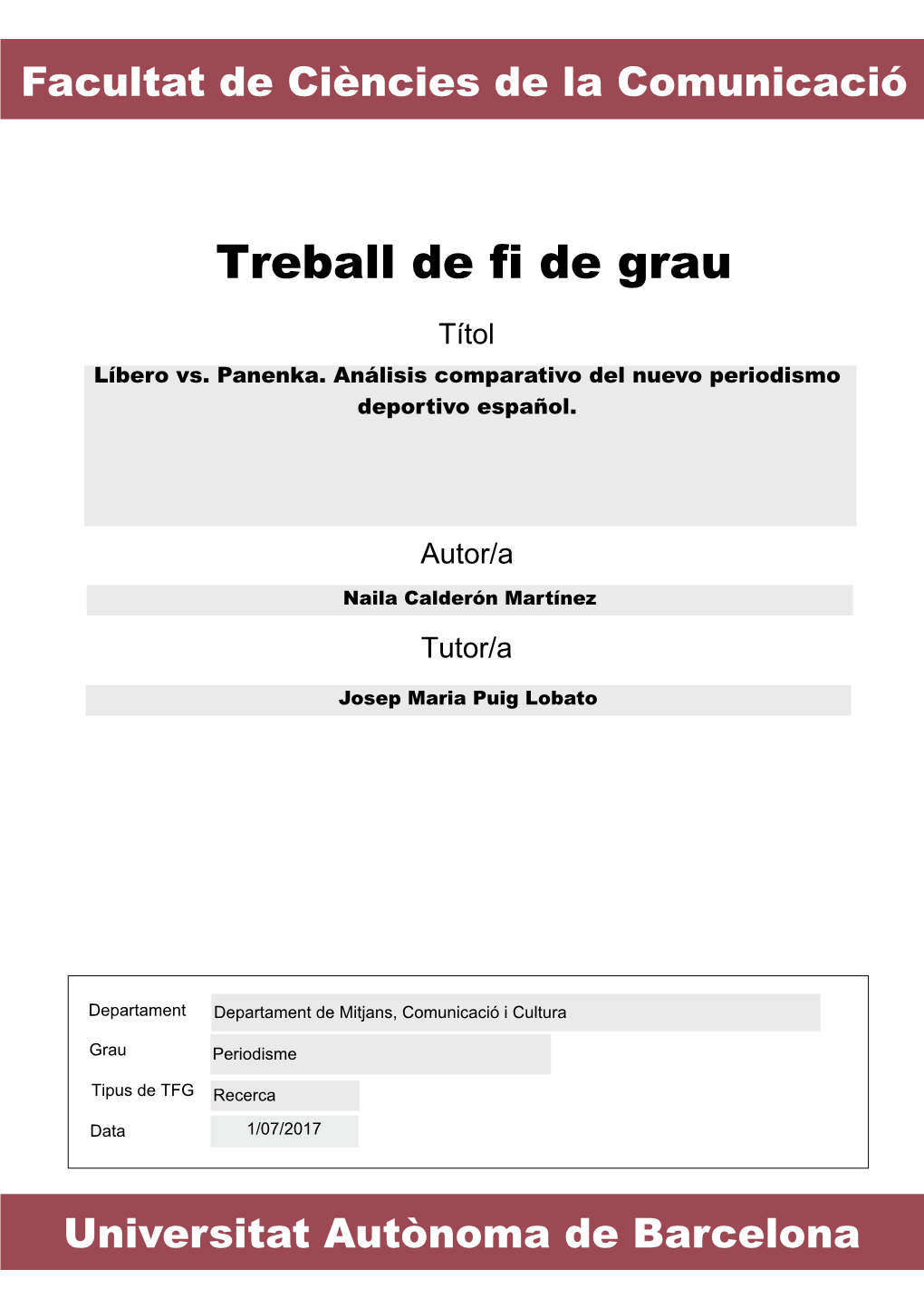 Treball De Fi De Grau Títol Líbero Vs