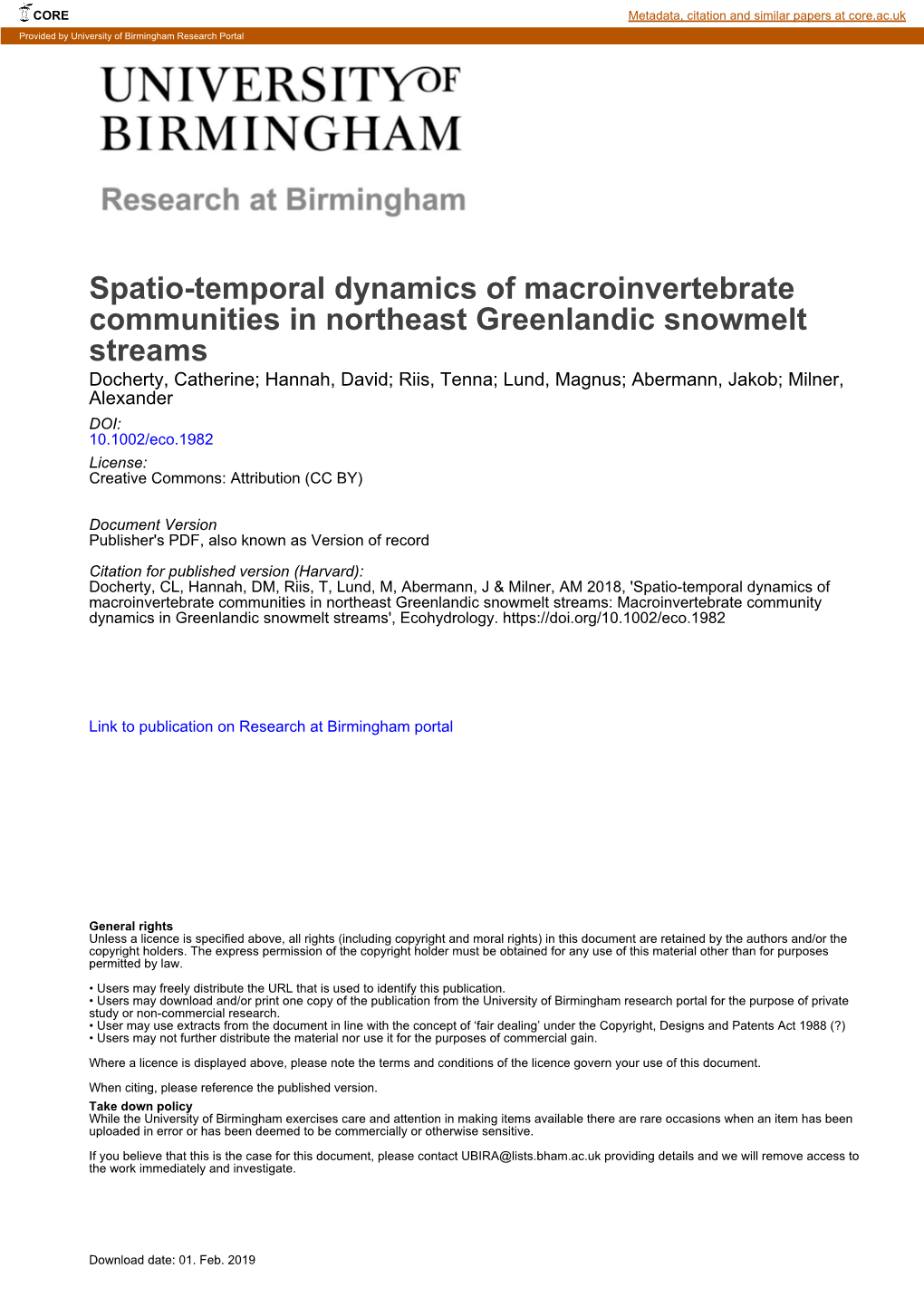 Spatio-Temporal Dynamics of Macroinvertebrate Communities In