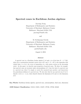 Spectral Cones in Euclidean Jordan Algebras