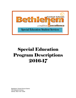 Special Education Program Descriptions 2016-17