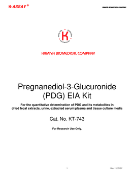 Pregnanediol-3-Glucuronide (PDG) EIA Kit