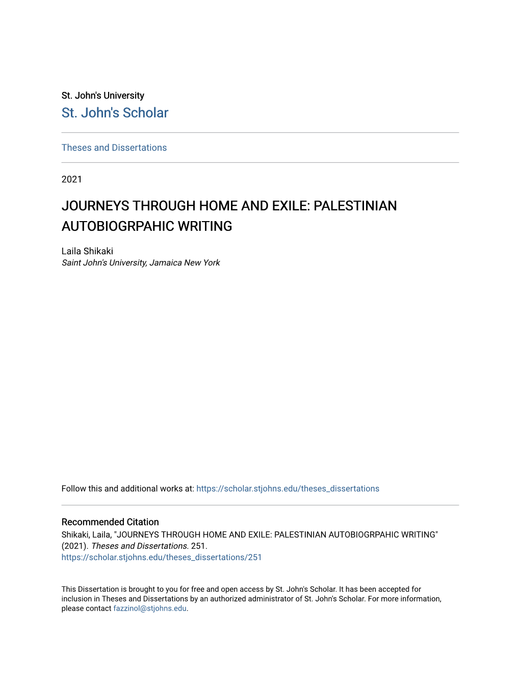 Palestinian Autobiogrpahic Writing