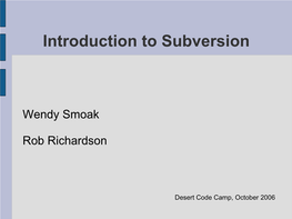 Introduction to Subversion