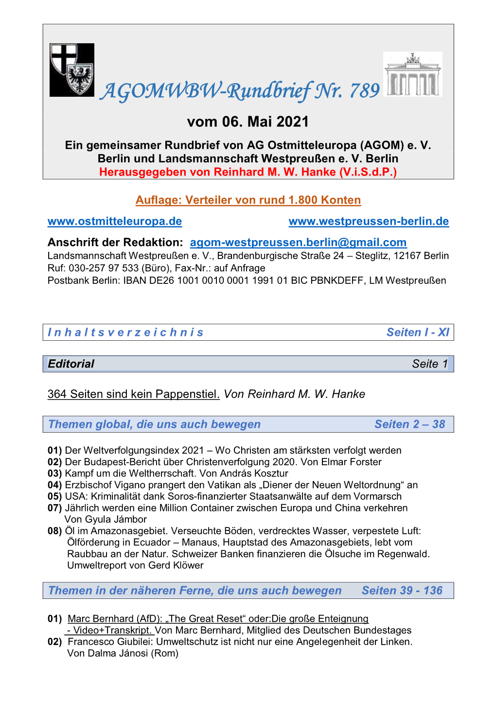 AGOMWBW-Rundbrief Nr. 789 Vom 06