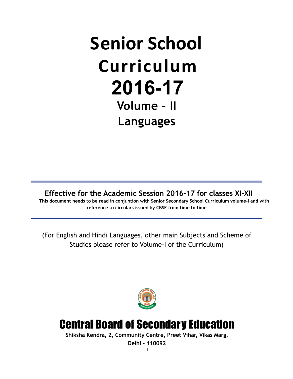 Senior School Curriculum 2016-17 : Languages/ Volume