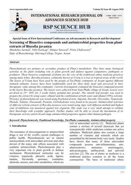 Screening of Bioactive Compounds and Antimicrobial Properties From