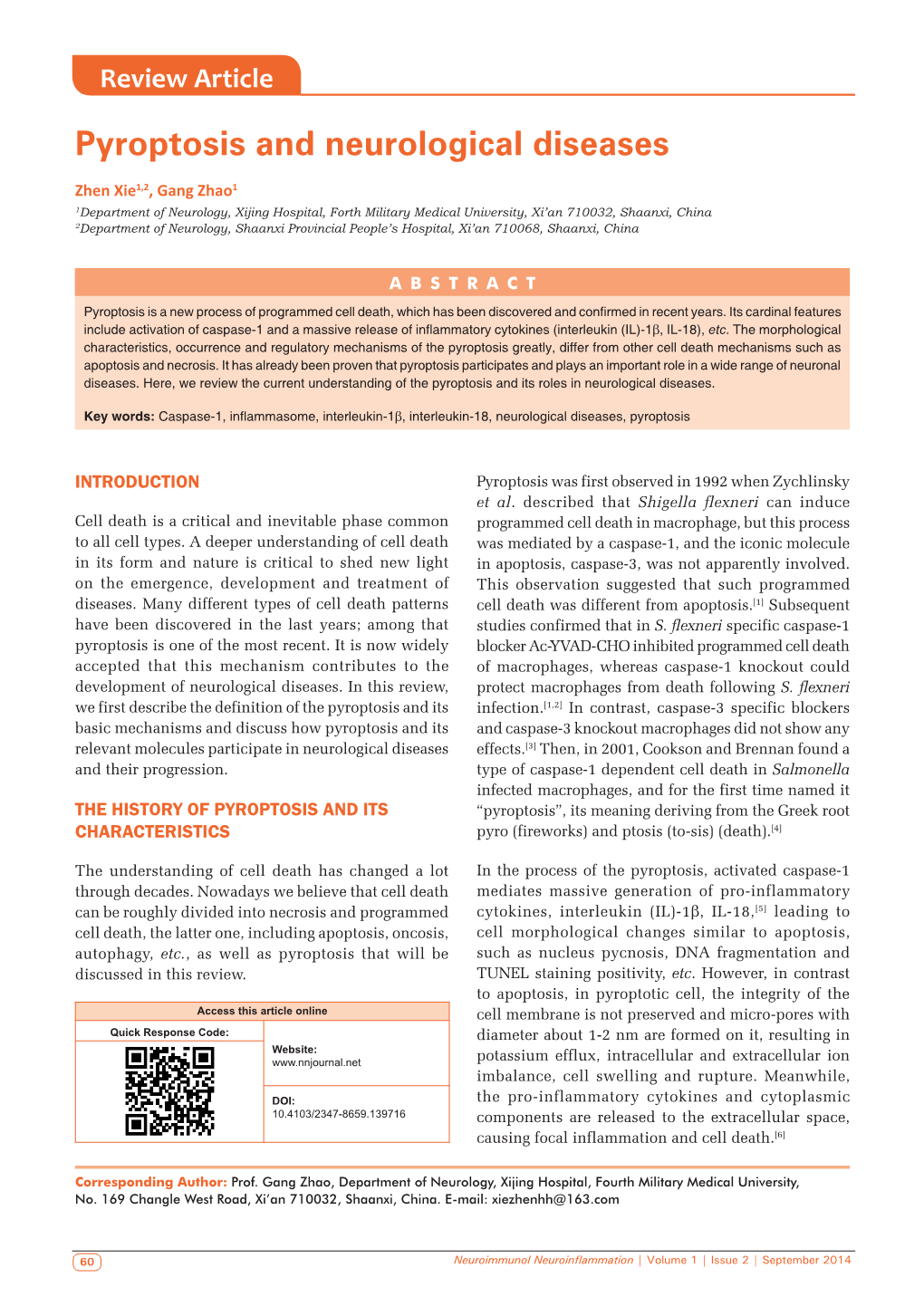 Pyroptosis and Neurological Diseases