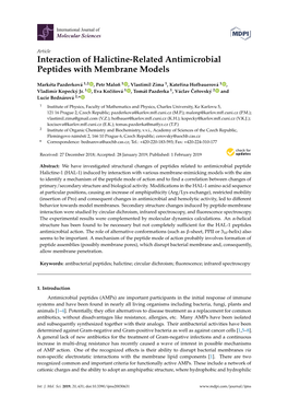 Interaction of Halictine-Related Antimicrobial Peptides with Membrane Models