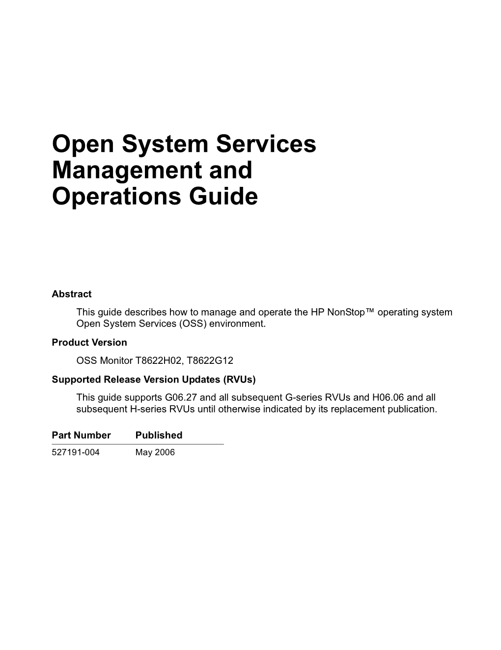 Open System Services Management and Operations Guide