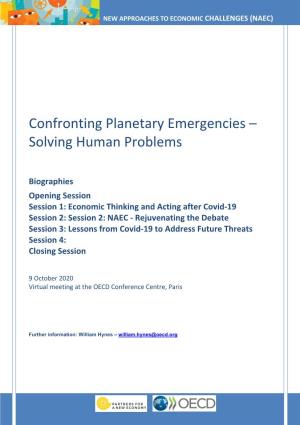 Confronting Planetary Emergencies – Solving Human Problems
