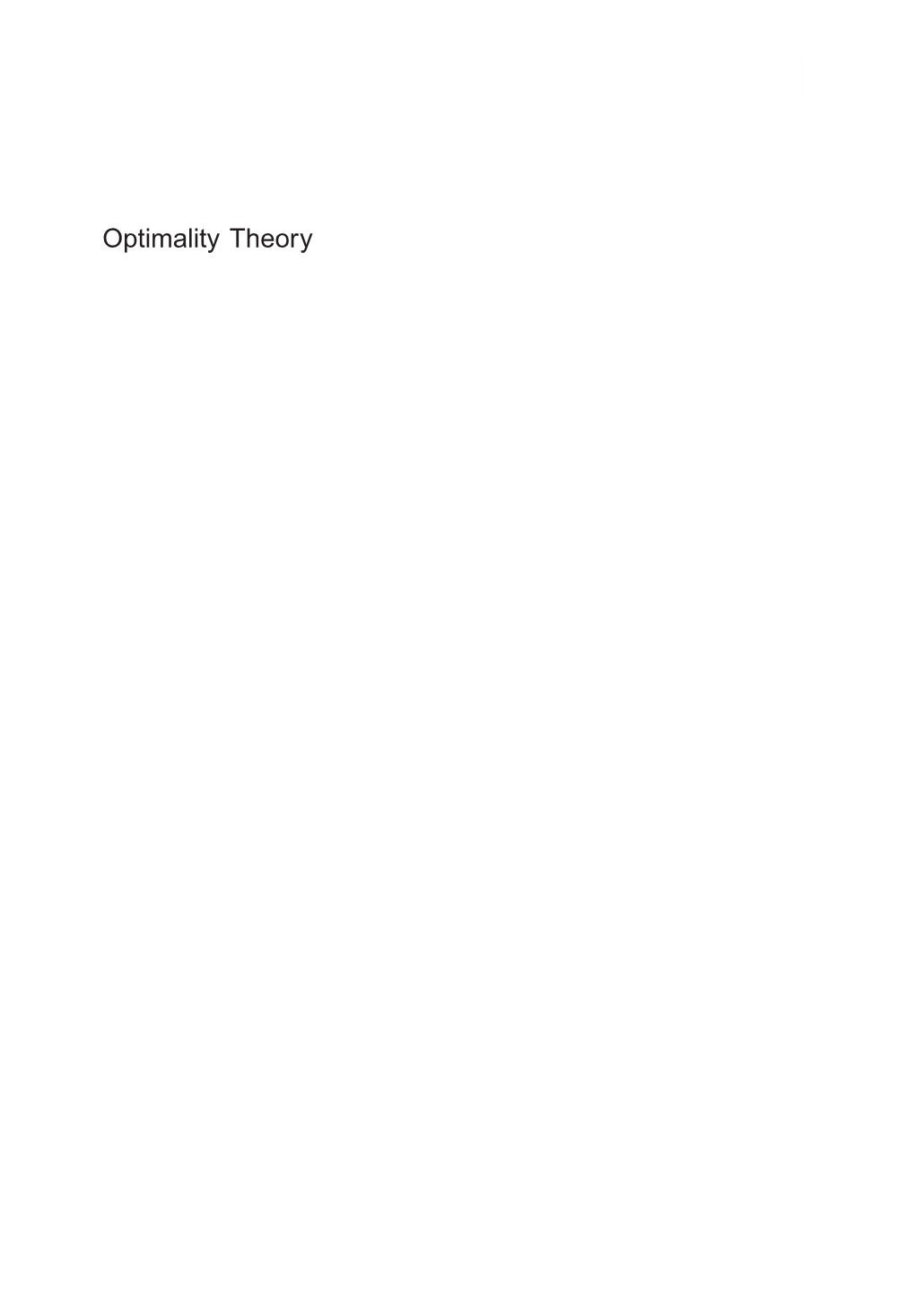 Optimality Theory