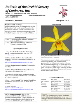 Bulletin of the Orchid Society of Canberra, Inc