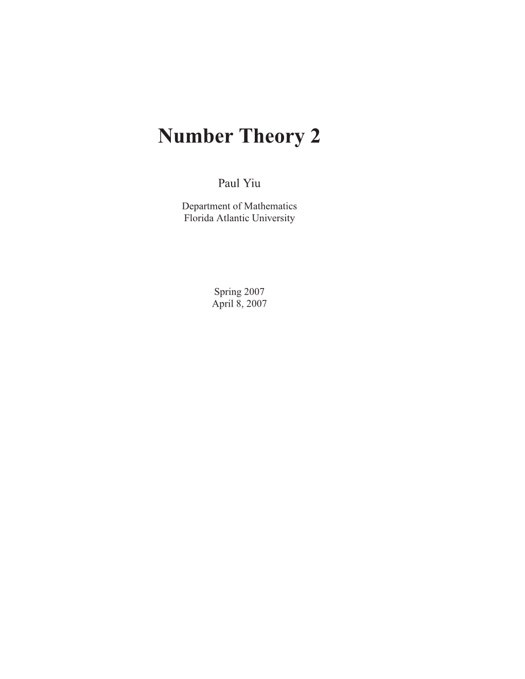 Number Theory 2