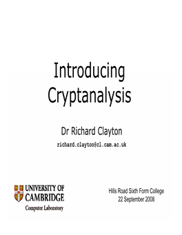 Introducing Cryptanalysis Yp Y