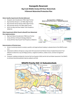 Kanopolis Reservoir Big Creek Middle Smoky Hill River Watersheds 9 Element Watershed Protection Plan