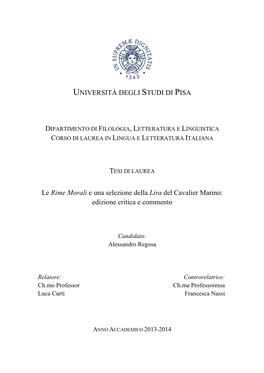 Le Rime Morali E Una Selezione Della Lira Del Cavalier Marino: Edizione Critica E Commento