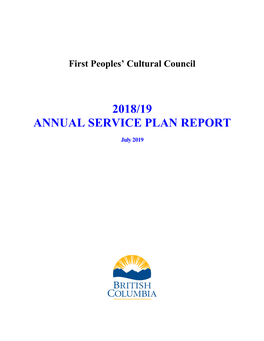 First Peoples' Cultural Council 2018/19 Annual Service Plan Report