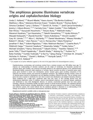 The Amphioxus Genome Illuminates Vertebrate Origins and Cephalochordate Biology
