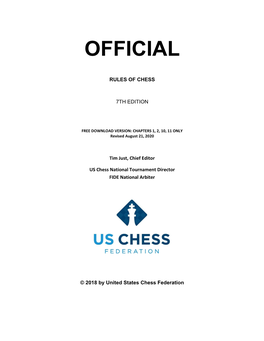 Official Rules of Chess, V 7Th Edition, 8-21-20