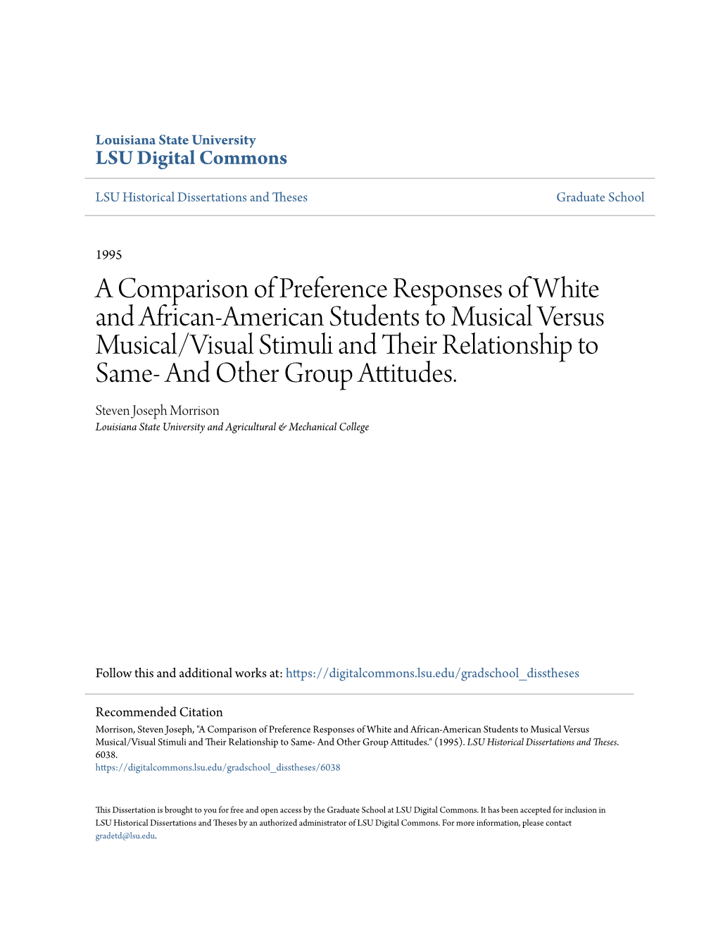 A Comparison of Preference Responses of White and African