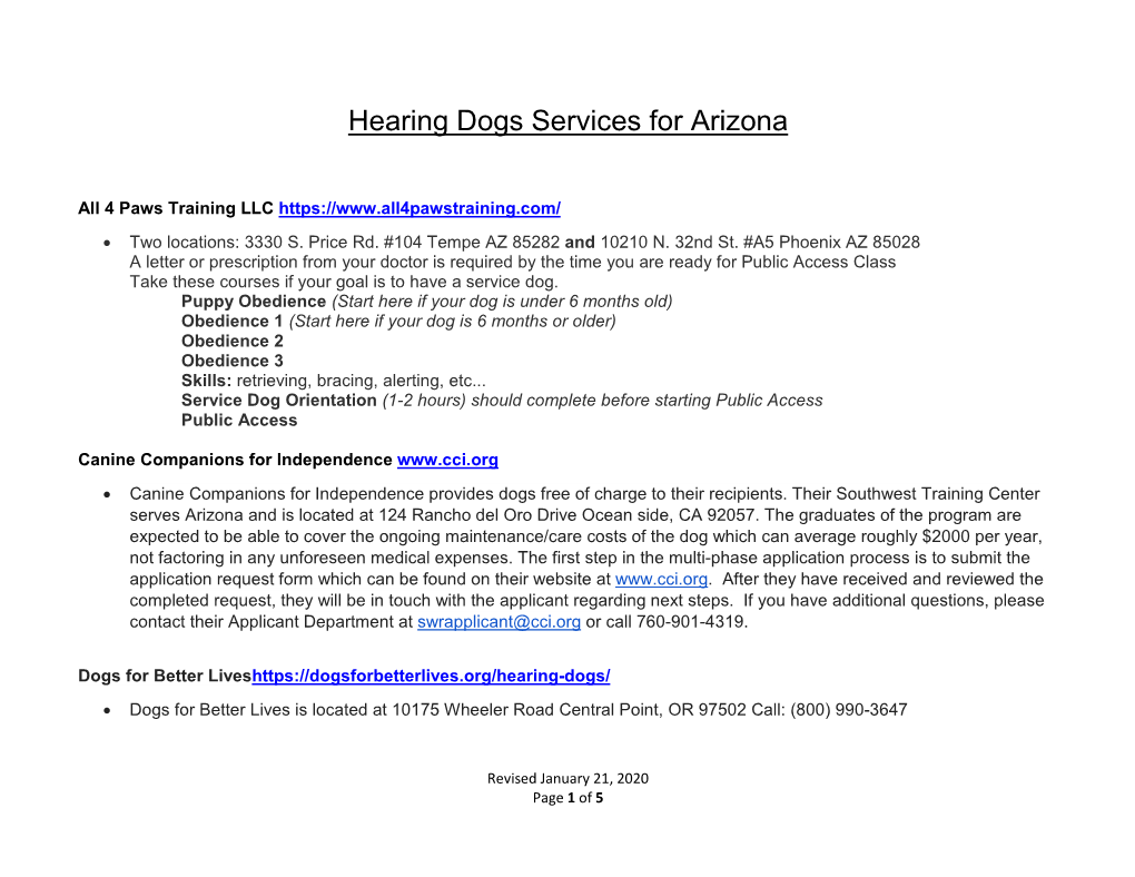 Hearing Dogs Services for Arizona