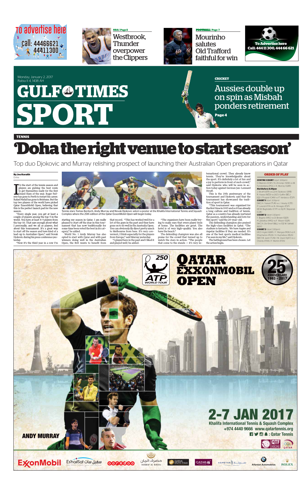 GULF TIMES 'Doha the Right Venue to Start Season'