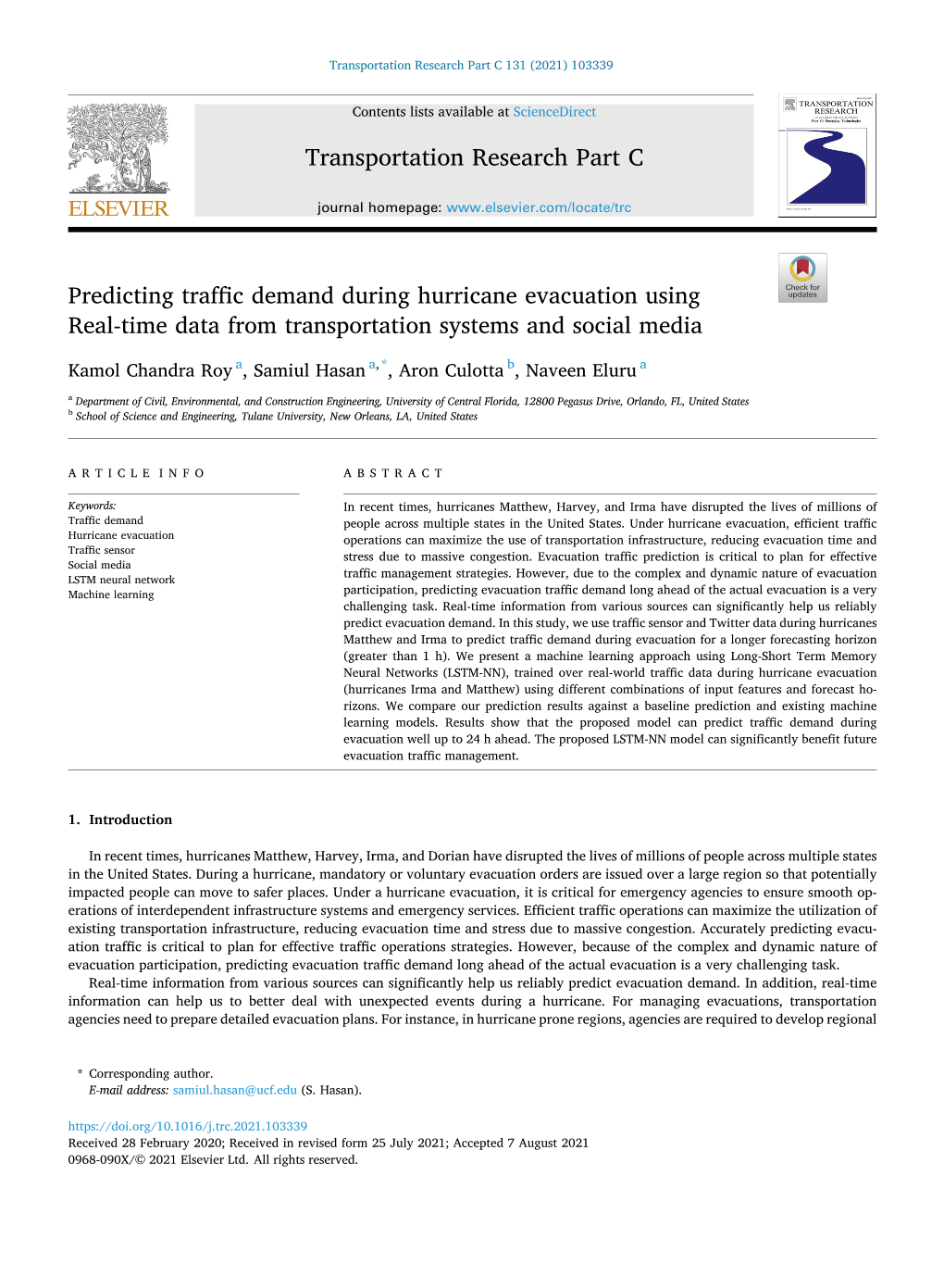 Predicting Traffic Demand During Hurricane Evacuation Using Real-Time Data from Transportation Systems and Social Media