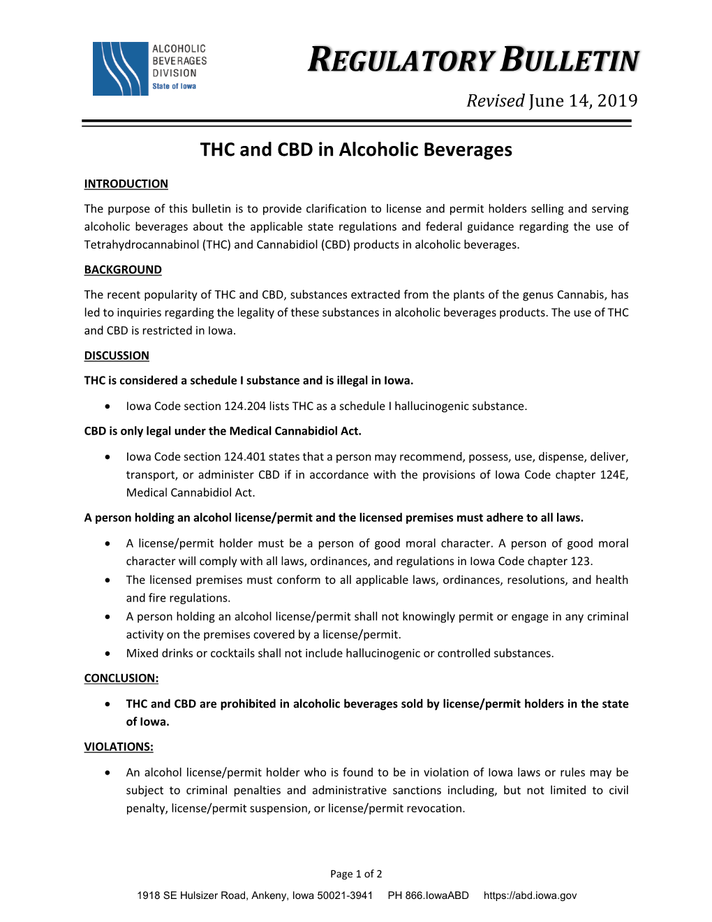 THC and CBD in Alcoholic Beverages