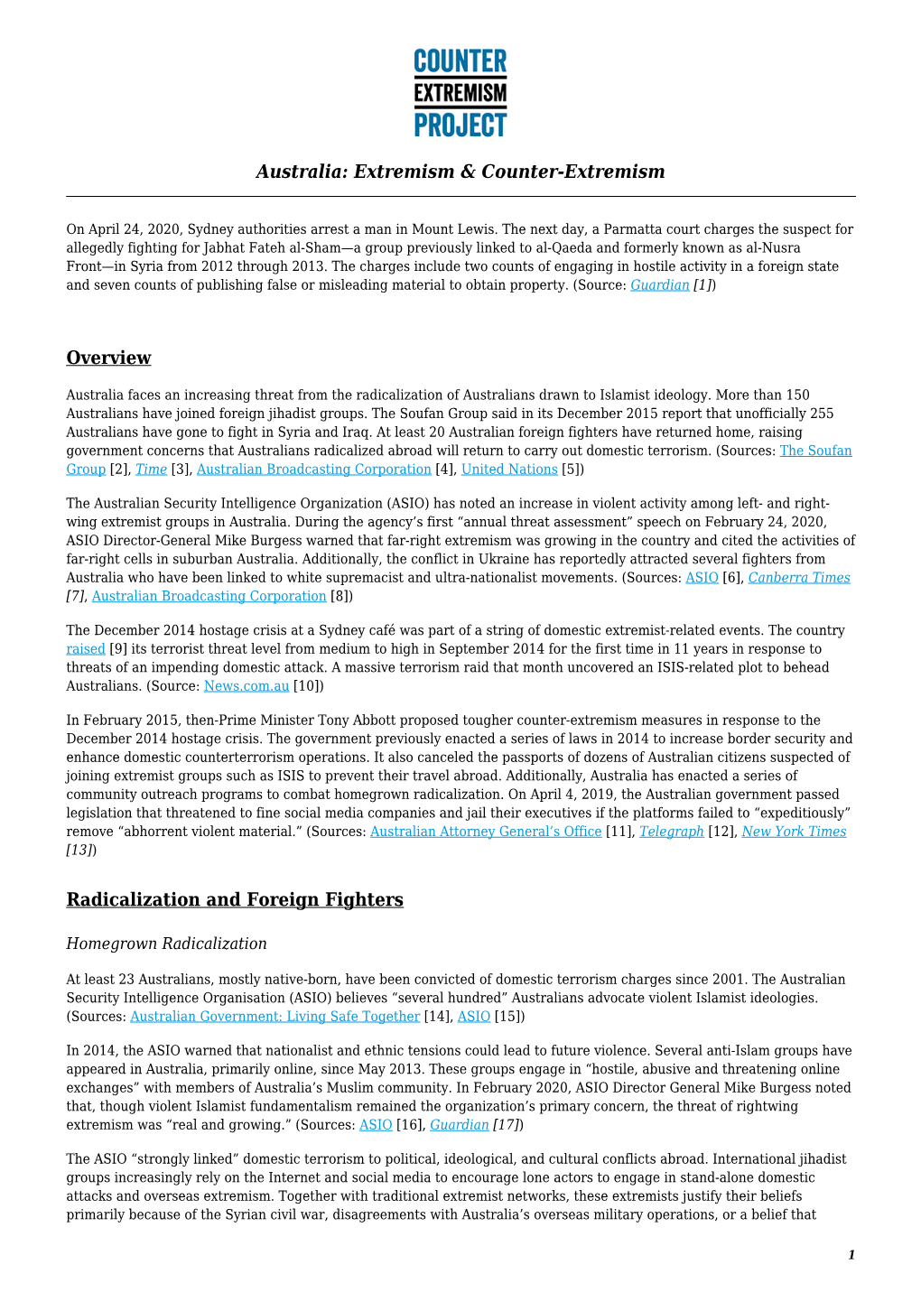 Extremism & Counter-Extremism Overview Radicalization And