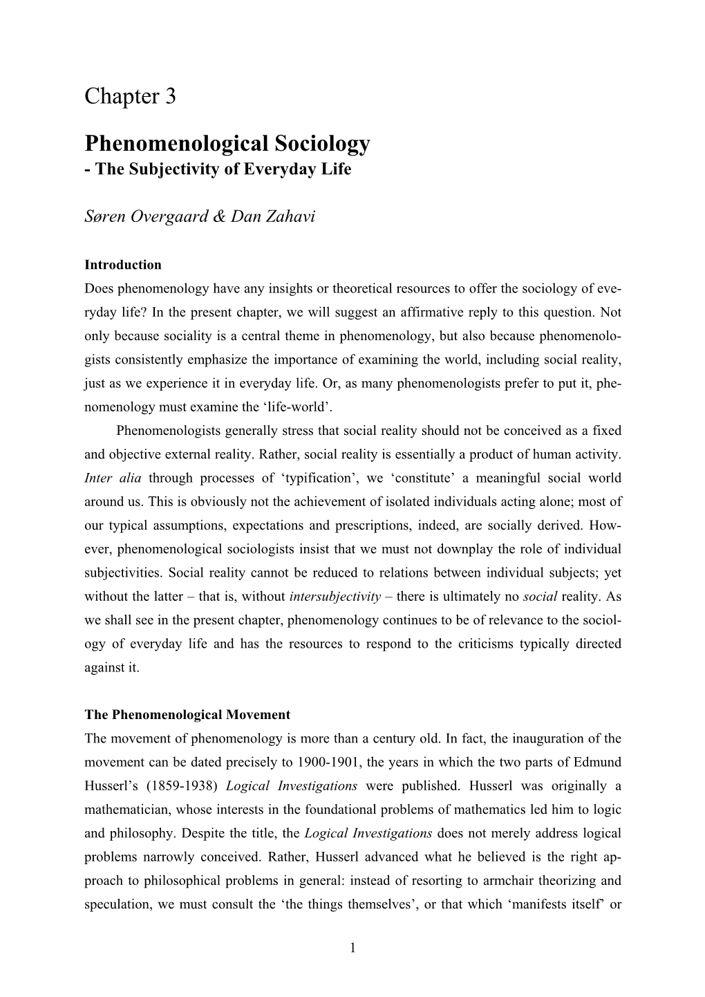 Chapter 3 Phenomenological Sociology