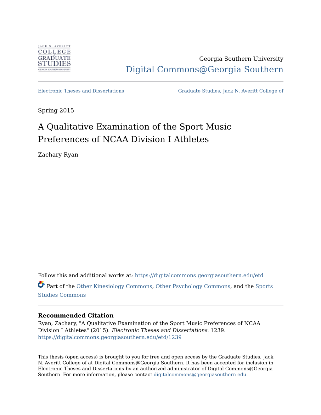 A Qualitative Examination of the Sport Music Preferences of NCAA Division I Athletes