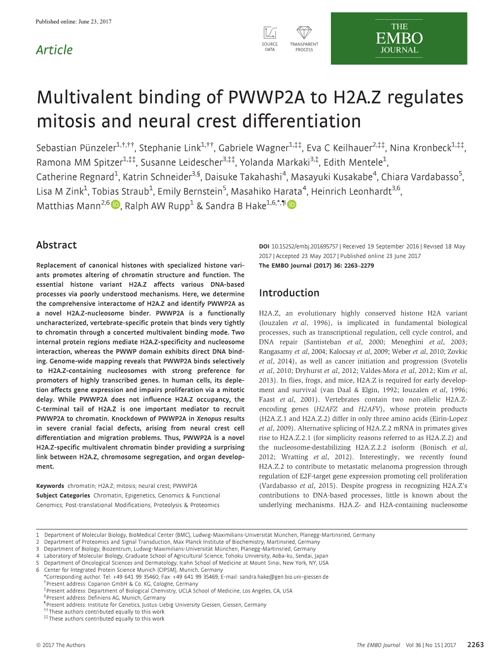 Multivalent Binding of PWWP2A to H2A.Z Regulates Mitosis and Neural