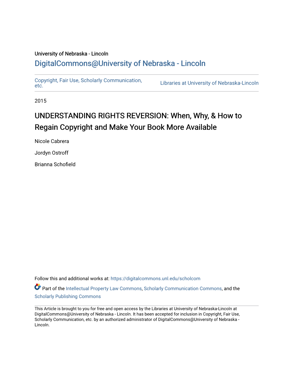 UNDERSTANDING RIGHTS REVERSION: When, Why, & How to Regain Copyright and Make Your Book More Available