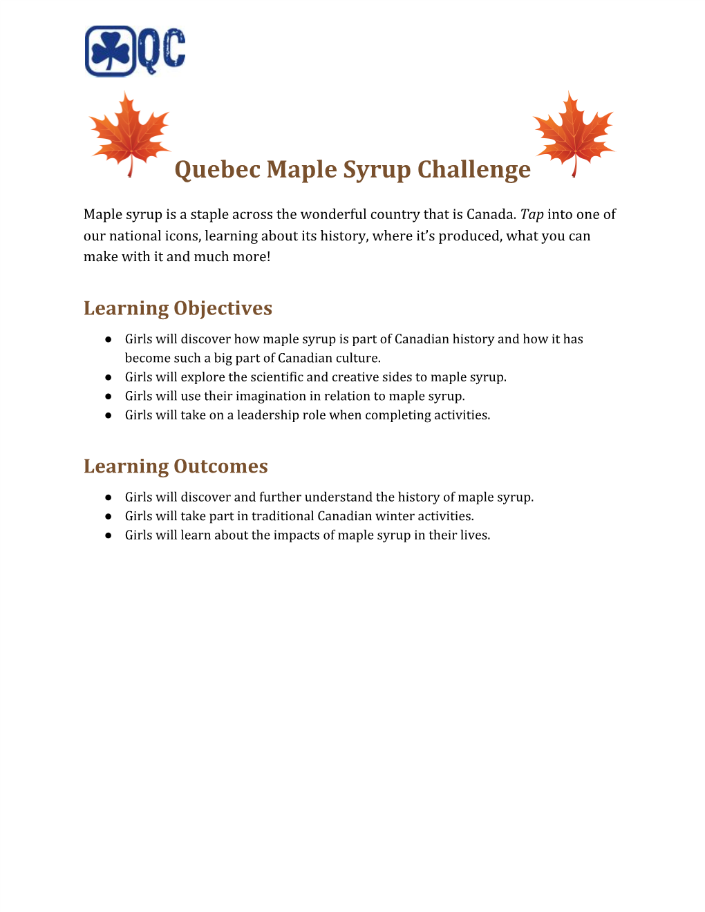 Quebec Maple Syrup Challenge