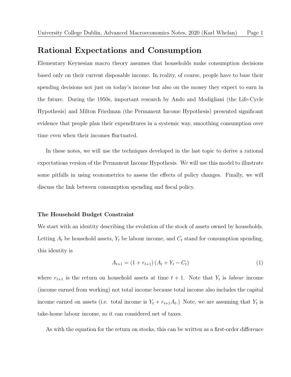 Rational Expectations and Consumption