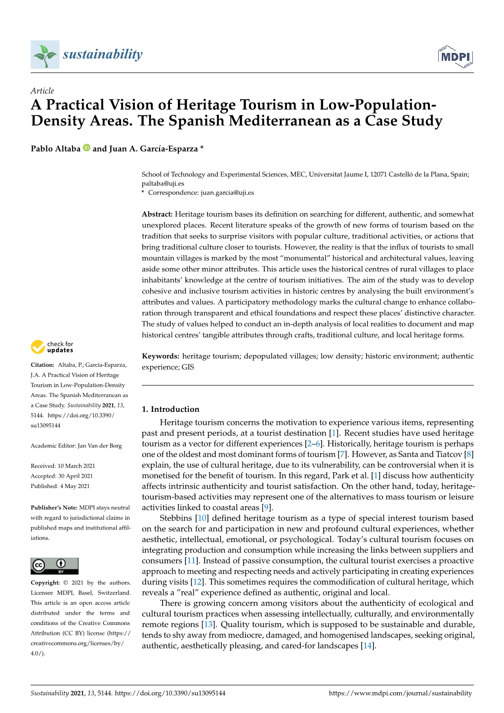 A Practical Vision of Heritage Tourism in Low-Population-Density Areas