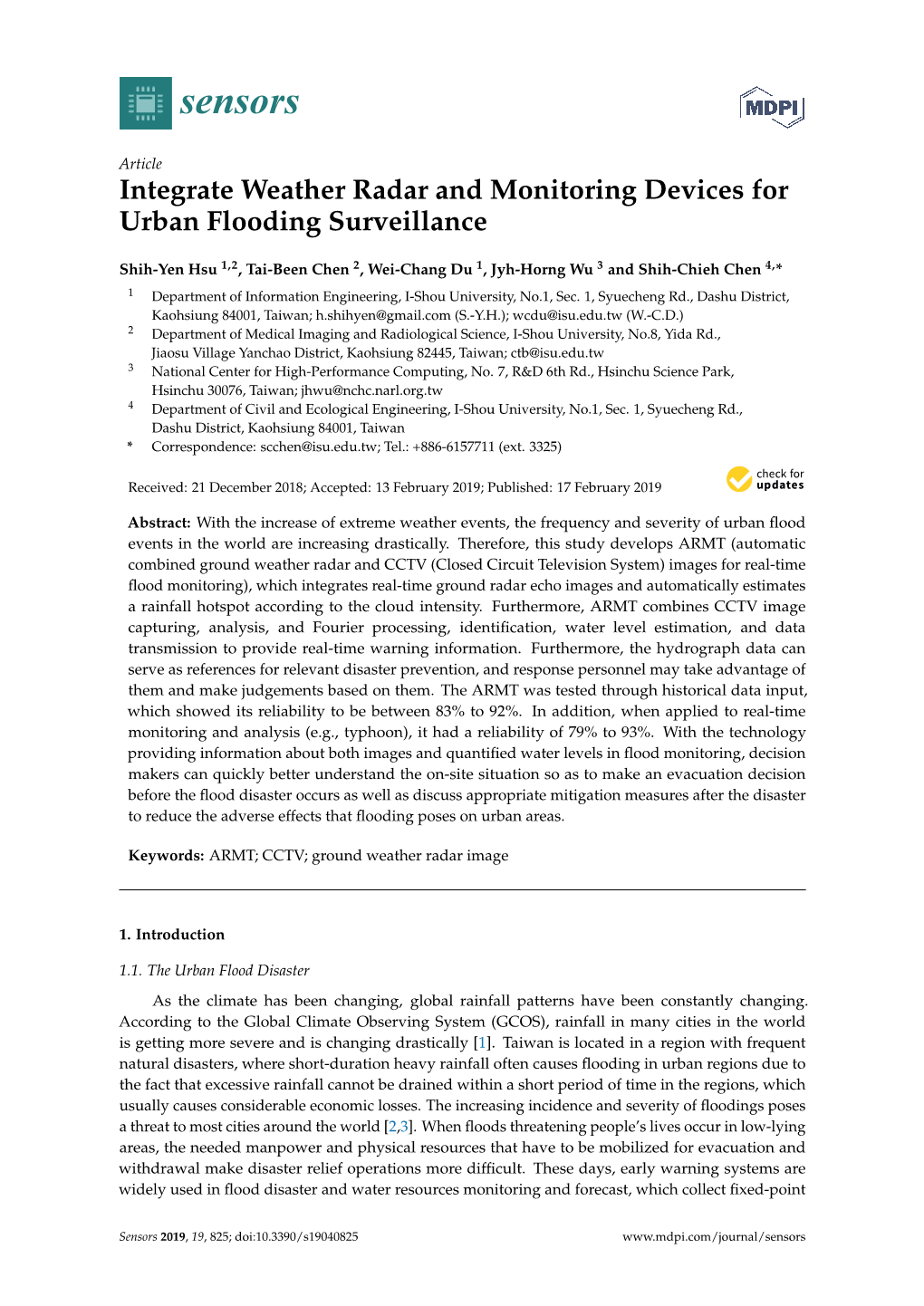 Integrate Weather Radar and Monitoring Devices for Urban Flooding Surveillance