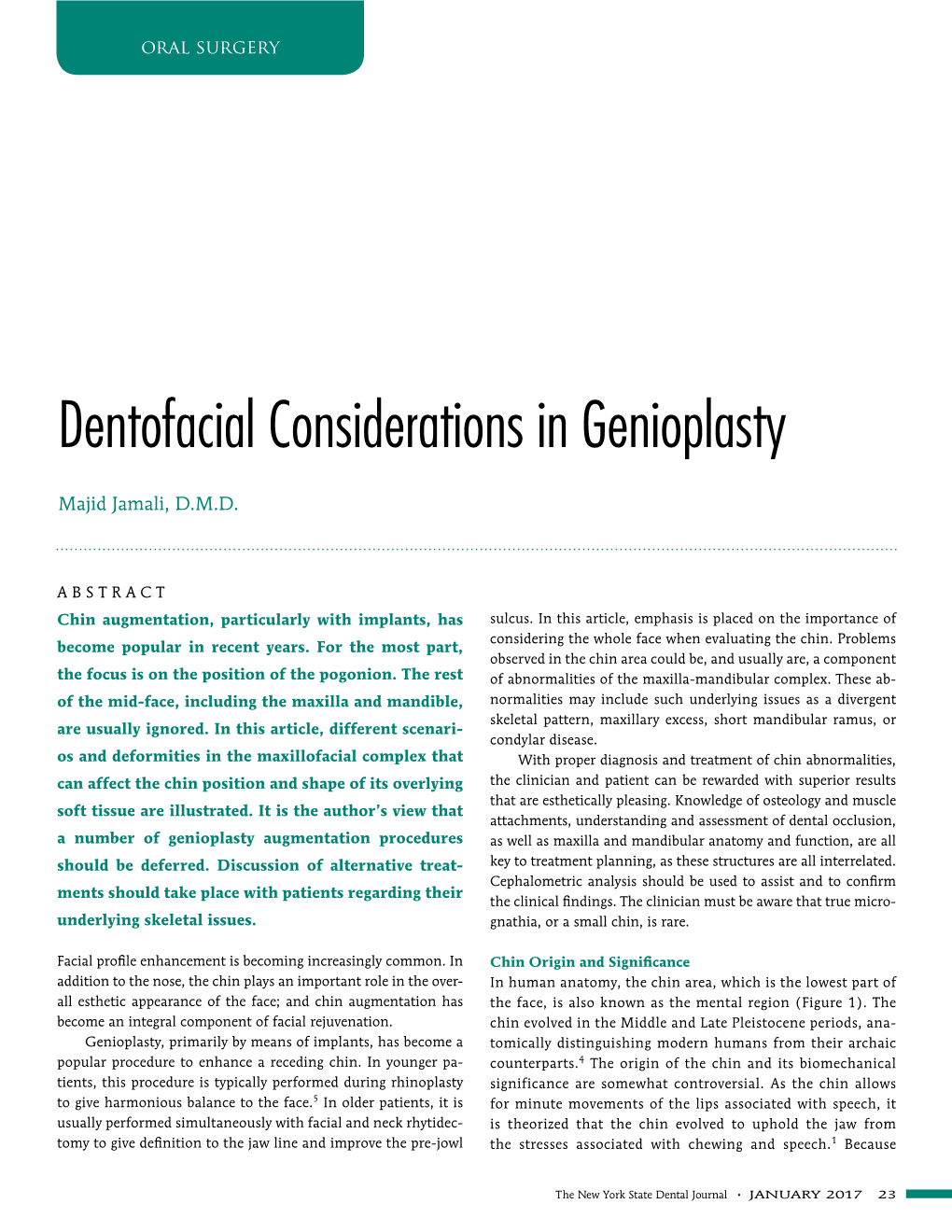 Dentofacial Considerations in Genioplasty