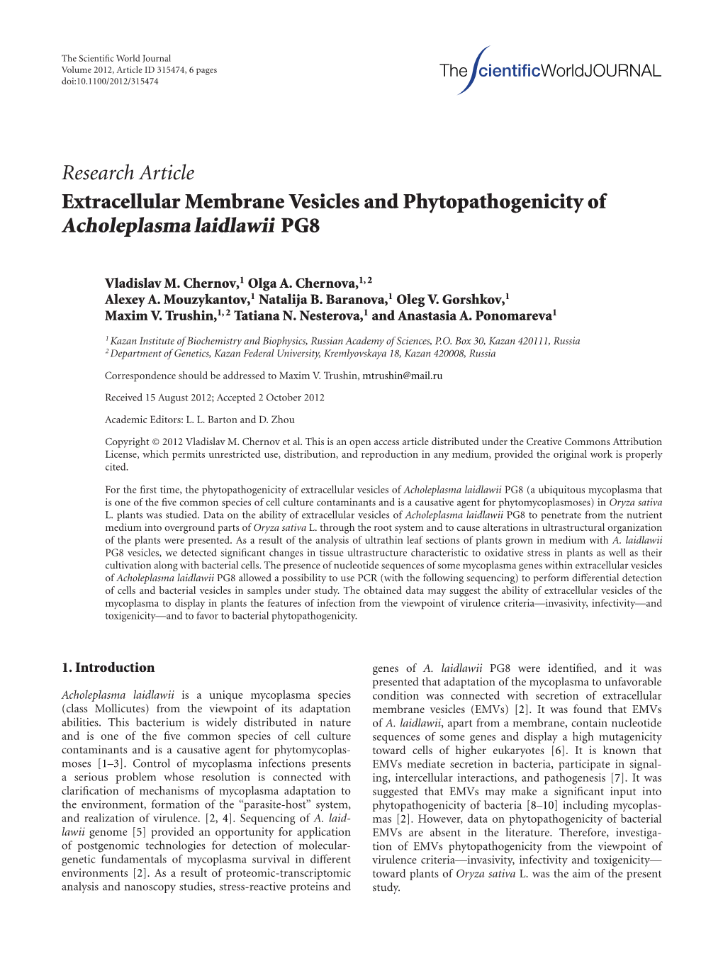 Acholeplasma Laidlawii PG8