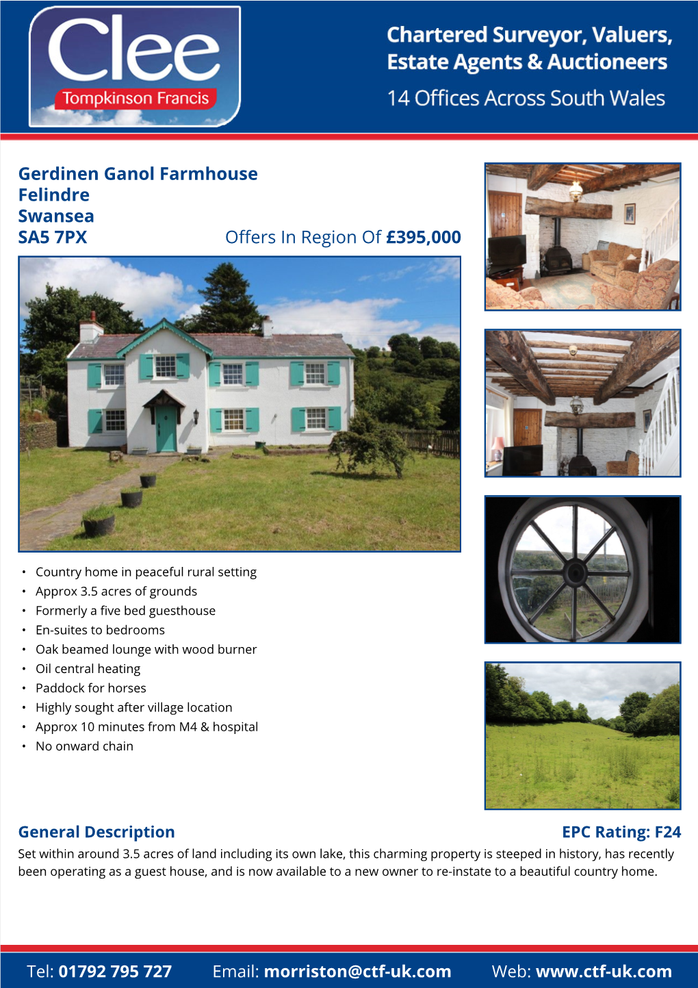 Gerdinen Ganol Farmhouse Felindre Swansea Offers in Region of £395,000 SA5