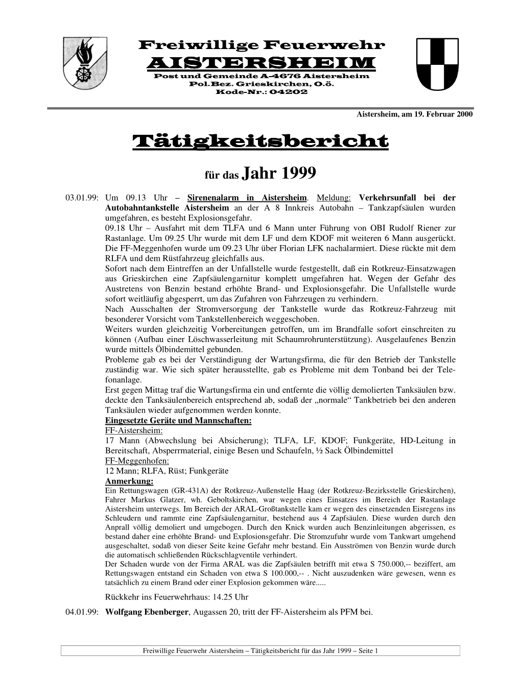 Tätigkeitsbericht Tätigkeitsbericht