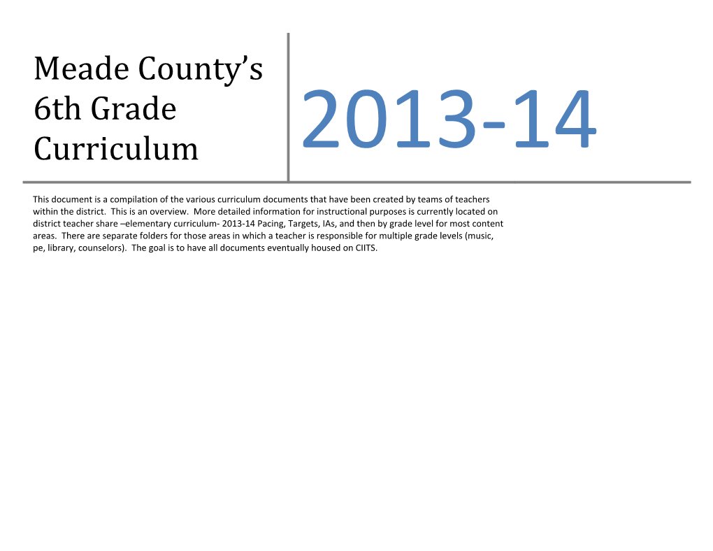 Meade County S 6Th Grade Curriculum