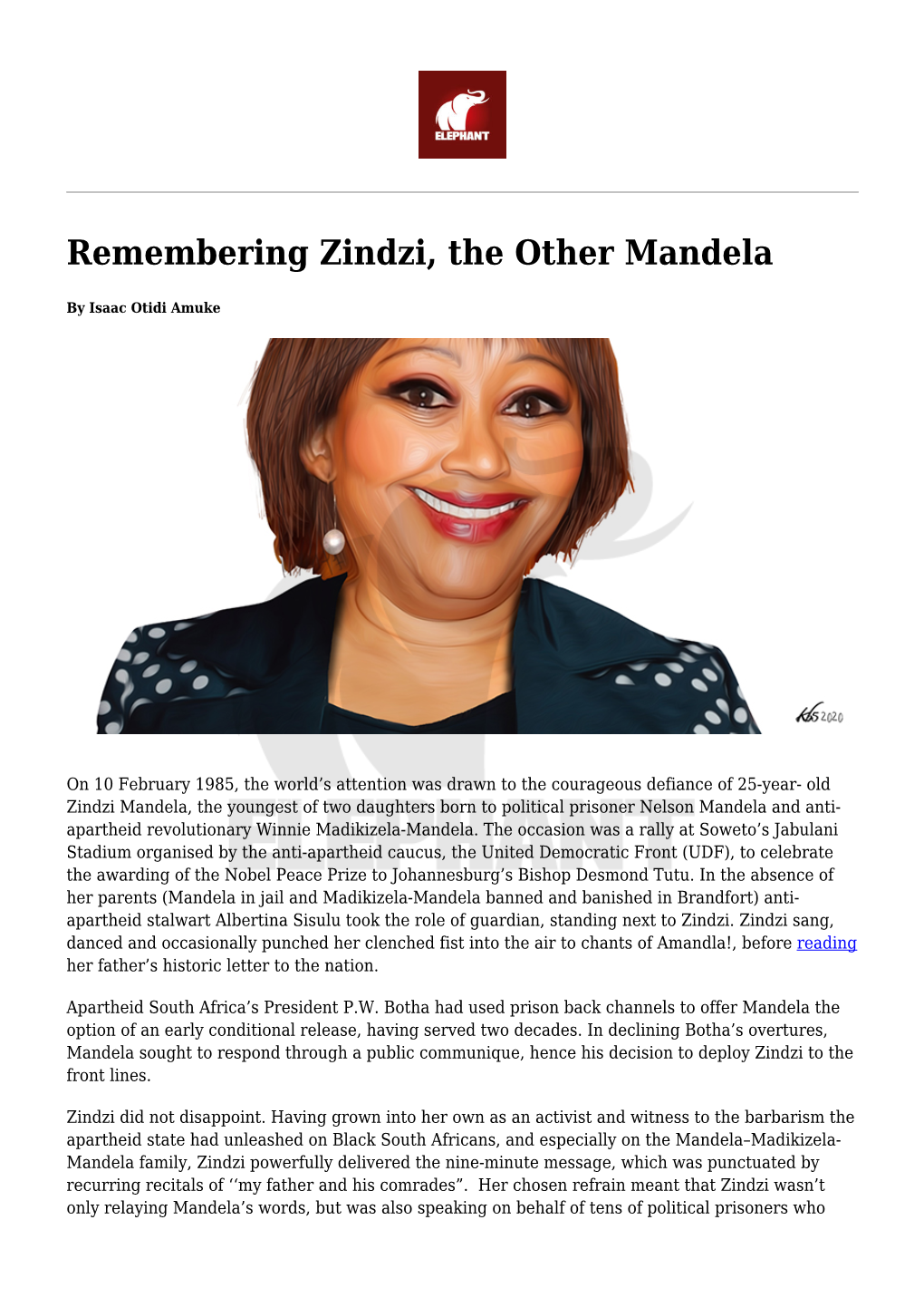 Remembering Zindzi, the Other Mandela,Perfect
